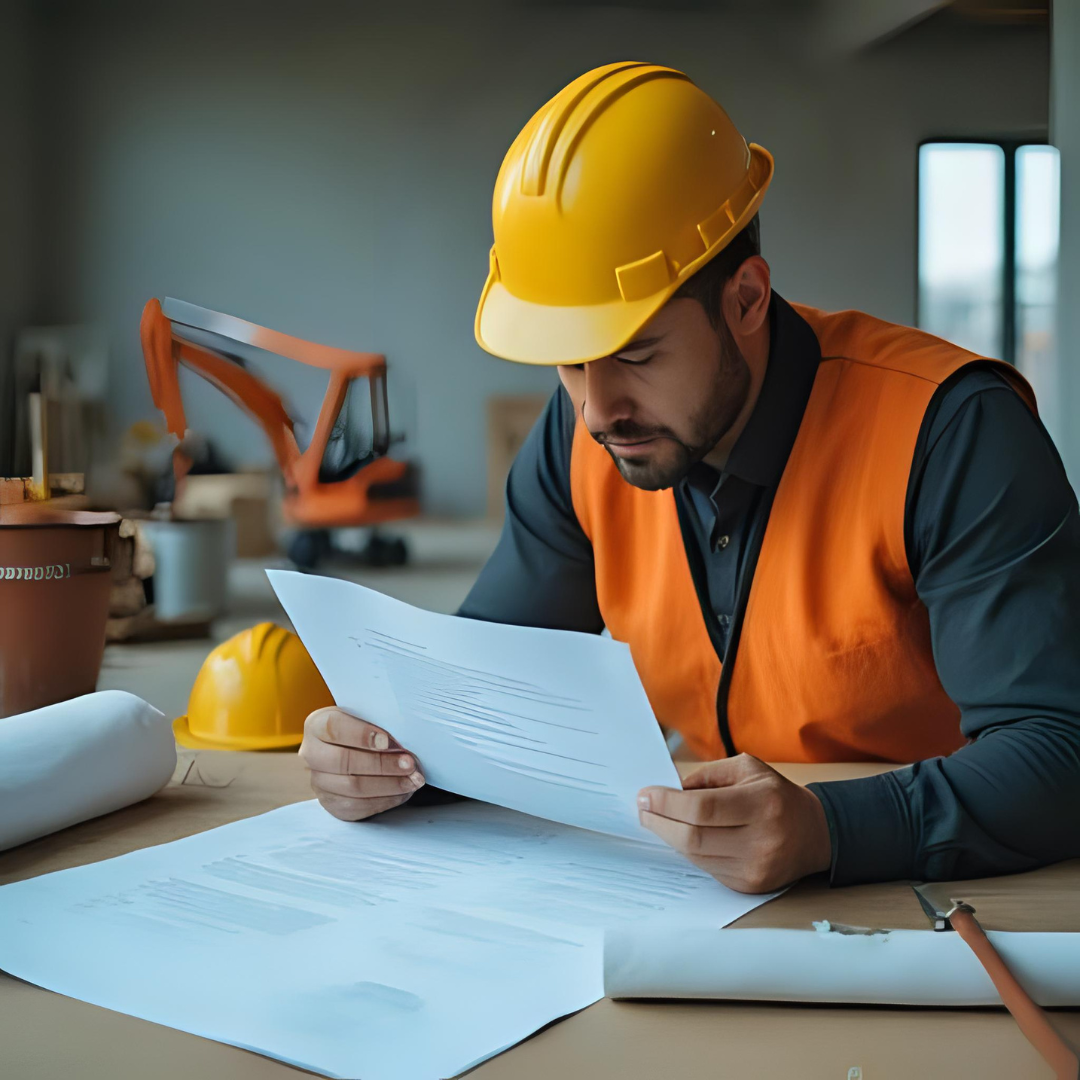 A frustrated contractor reviews high arbitration bills while evaluating the risks of dispute resolution in construction projects.