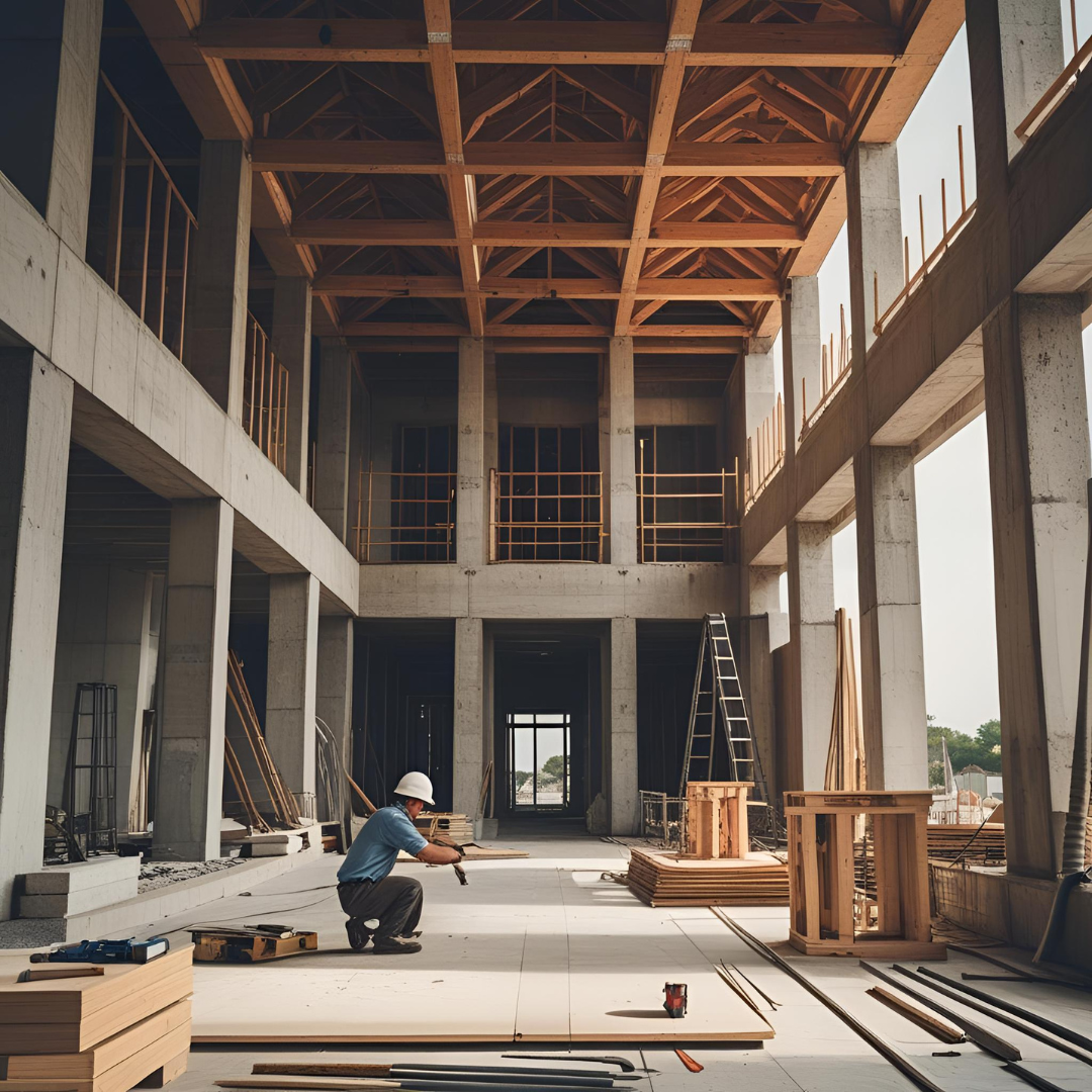 A gavel resting on construction blueprints, symbolizing the intersection of legal disputes and building projects.