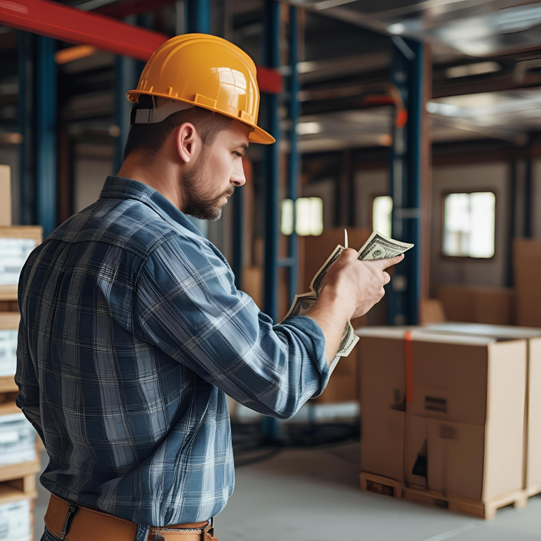 Contractor reviewing invoice and legal documents to calculate eligible claim interest under New York State law.